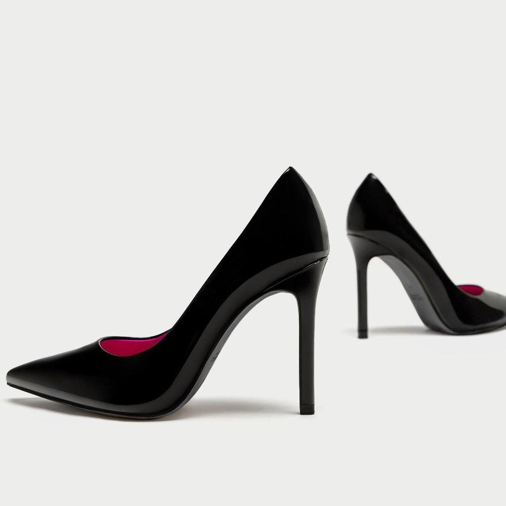 ZARA Black Patent High Heel Pumps ~ Size 5 - Picture 4 of 4